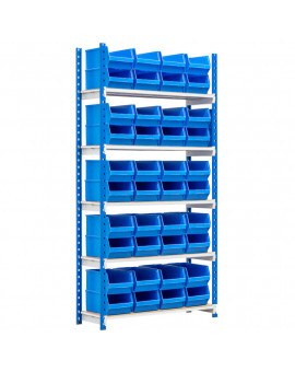 rayonnage boites à bec plastique bleu de 330 x 210 x 155 mm element de depart