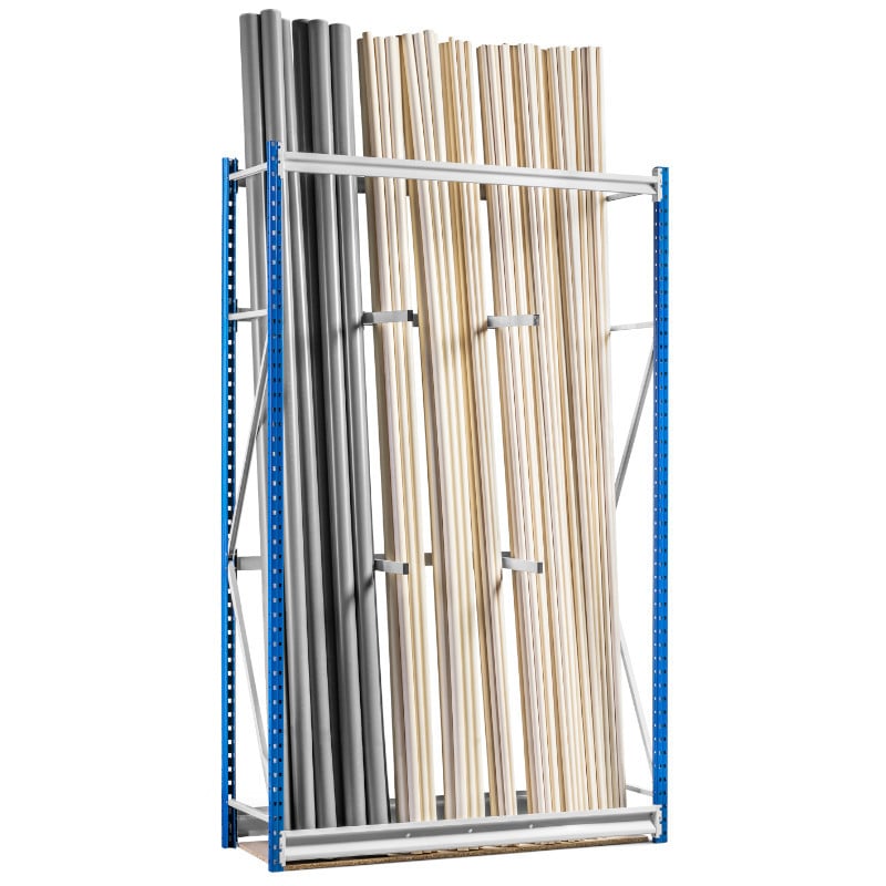 Rayonnage mi-lourd stockage verticale pour tuyaux barres tassaux element depart