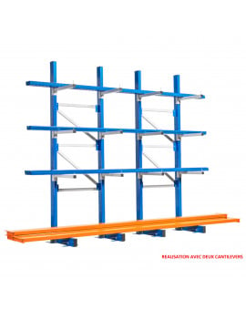 Rayonnage avec deux Cantilevers Mi-Lourd simple face pour le stockage horizontal