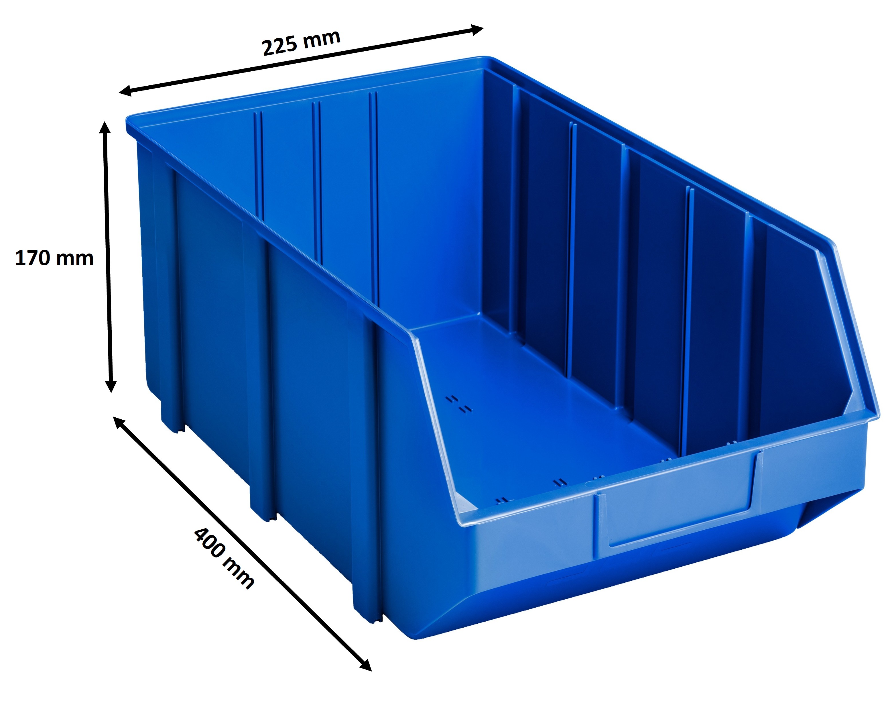 Dimensions boite plastique bleu 400 x 225 x 170 mm